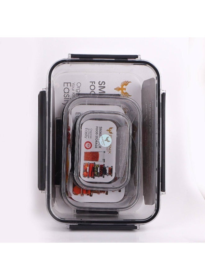 فينيكس طقم ثلاجه اكريليك 3*1 ضد الكسر بغطاء محكم الغلق و مانع للانسكاب  400 ml   1000 ml  2800 ml - Image 4