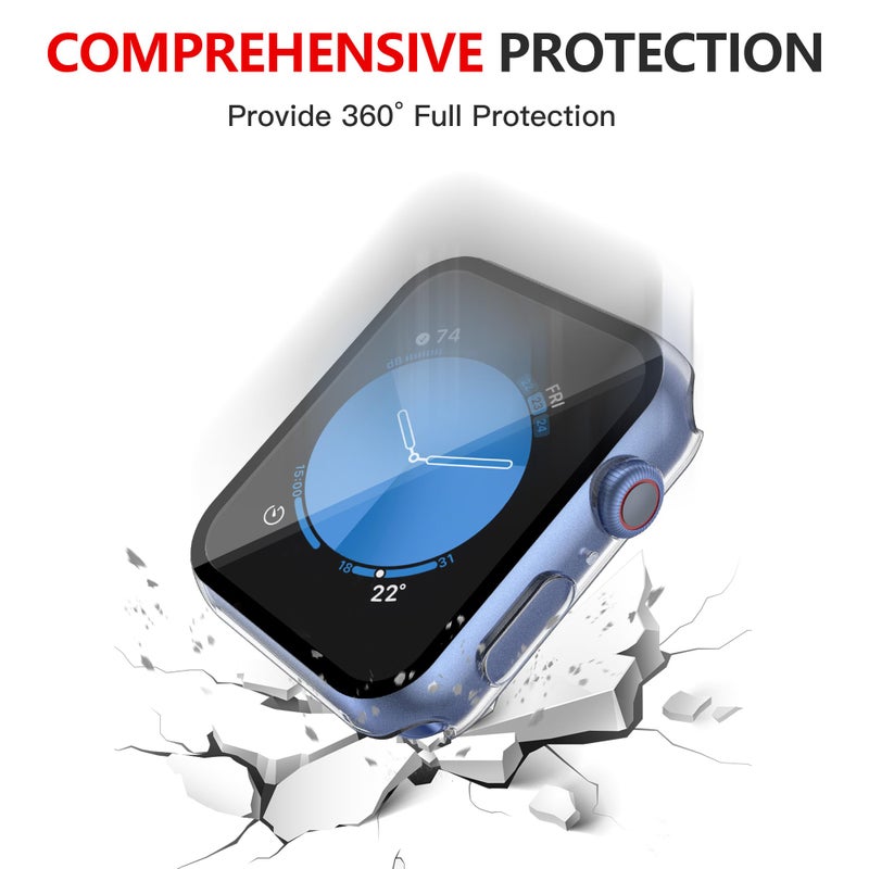 Misxi [2 Pack] Waterproof Hard Case with Tempered Glass Compatible with Apple Watch SE 3 SE 2 SE Series 6 Series 5 Series 4 40mm, Tough Protective Cover for iWatch Screen Protector, Matte Transparent - Image 5