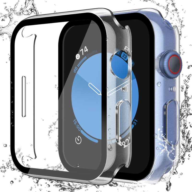 Misxi [2 Pack] Waterproof Hard Case with Tempered Glass Compatible with Apple Watch SE 3 SE 2 SE Series 6 Series 5 Series 4 40mm, Tough Protective Cover for iWatch Screen Protector, Matte Transparent - Image 1