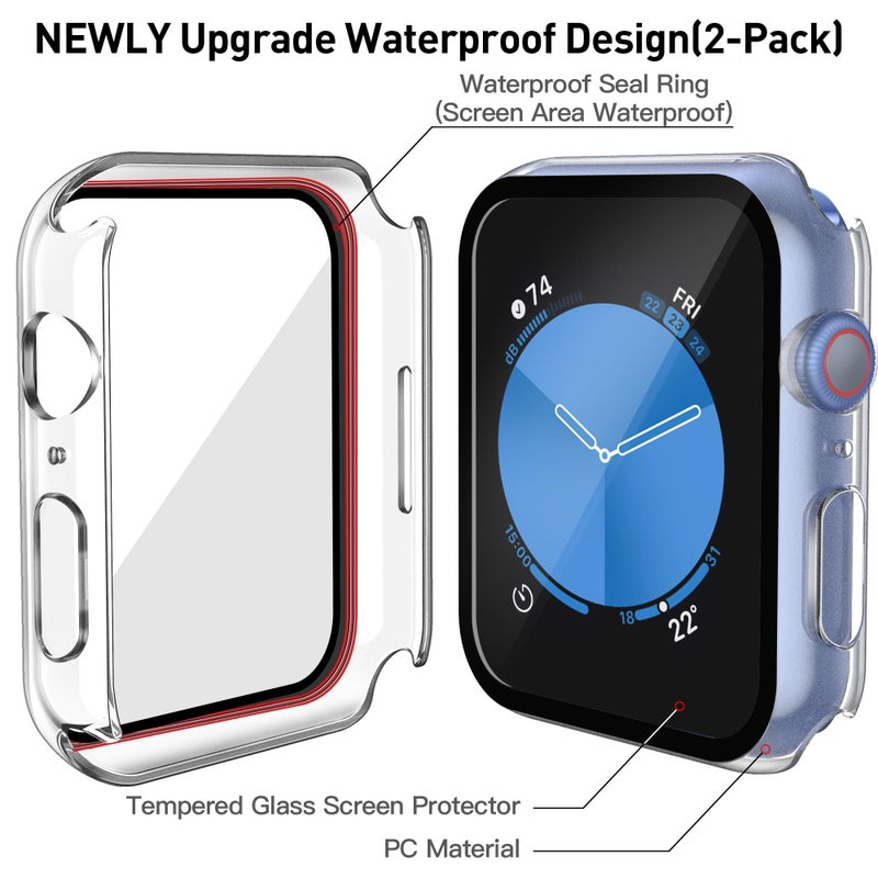 Misxi [2 Pack] Waterproof Hard Case with Tempered Glass Compatible with Apple Watch SE 3 SE 2 SE Series 6 Series 5 Series 4 40mm, Tough Protective Cover for iWatch Screen Protector, Matte Transparent - Image 4