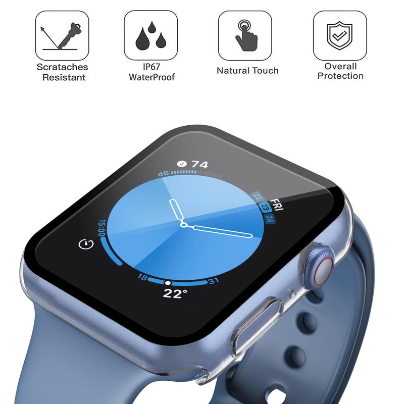 Misxi [2 Pack] Waterproof Hard Case with Tempered Glass Compatible with Apple Watch SE 3 SE 2 SE Series 6 Series 5 Series 4 40mm, Tough Protective Cover for iWatch Screen Protector, Matte Transparent - Image 3