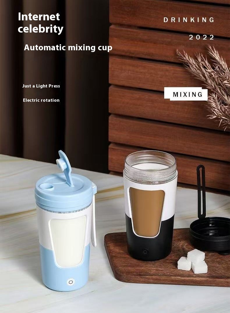 زجاجة خلاط بروتين كهربائية، زجاجات خلاط قابلة لإعادة الشحن عبر USB، زجاجات خلاط لمزج البروتين خالية من مادة BPA، كوب محمول لمشروب مكملات التمرين (أزرق) - Image 4
