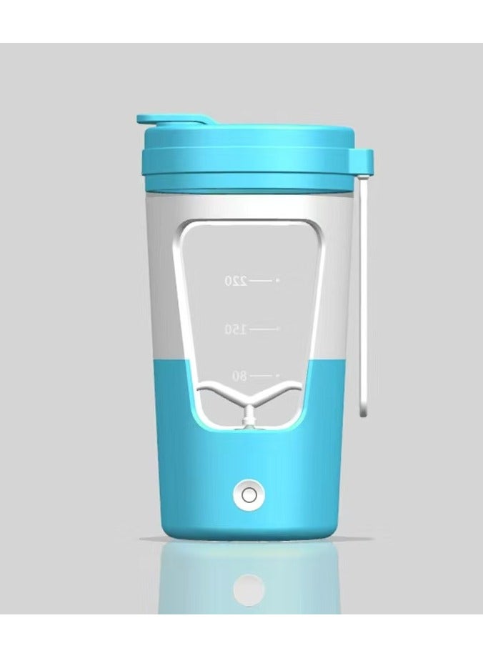 زجاجة خلاط بروتين كهربائية، زجاجات خلاط قابلة لإعادة الشحن عبر USB، زجاجات خلاط لمزج البروتين خالية من مادة BPA، كوب محمول لمشروب مكملات التمرين (أزرق) - Image 1