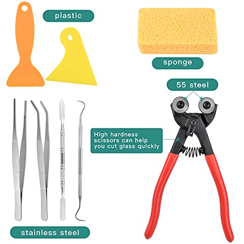 Worldity 19 Pcs Mosaic Tools Kit, Heavy Duty Glass Mosaic Cut Nippers and Tile Nippers, Professional Mosaic Cutter Tool for Cutting Glass Mosaic, Ceramics - Image 4