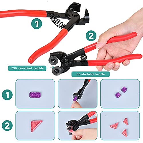 Worldity 19 Pcs Mosaic Tools Kit, Heavy Duty Glass Mosaic Cut Nippers and Tile Nippers, Professional Mosaic Cutter Tool for Cutting Glass Mosaic, Ceramics - Image 5