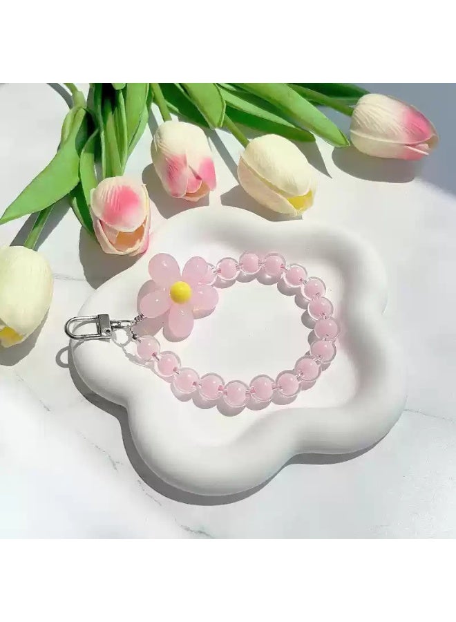 NIBEMINENT Beaded Phone Lanyard, Anti Lost Removable Wrist Strap, Candy Color Bracelet Pendant, Phone Keychain Lanyard