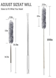 DELUX DELUX Microfiber Extendable Feather Duster with 100 inches Extra Long Pole, Bendable Head & Long Handle Dusters for Cleaning Ceiling Fan, High Ceiling, Blinds, Furniture & Cars  - Image 2