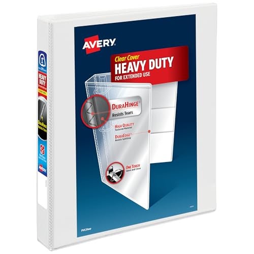 Avery Heavy-Duty View 3 Ring Binder, 1" One Touch EZD Rings, 275-Sheet Capacity, 1.4 Inch Wide Spine, Great for Home, School Supplies, Office, or Organization Needs, 1 White Binder (79199) - Image 1