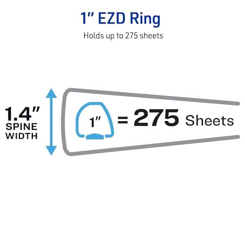 Avery Heavy-Duty View 3 Ring Binder, 1" One Touch EZD Rings, 275-Sheet Capacity, 1.4 Inch Wide Spine, Great for Home, School Supplies, Office, or Organization Needs, 1 White Binder (79199) - Image 4