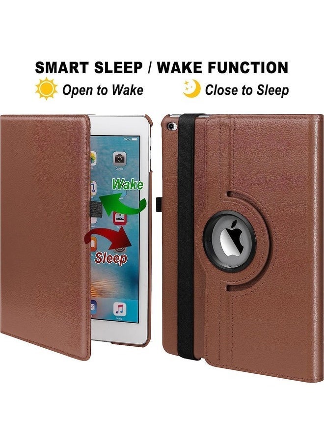 SmartGrist 360 Degree Rotating Case Cover for iPad 9.7 (2018/2017), iPad Air 2, iPad Air - Auto Sleep/Wake - Brown - Image 3