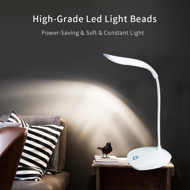 Rechargeable Led Desk Lamp: Blue, Eye-protective Soft Light, Touch Switch, Flexible Hose, Dual Charging Option, Anti-skid Base - For Home Office, Study Desk - Image 5