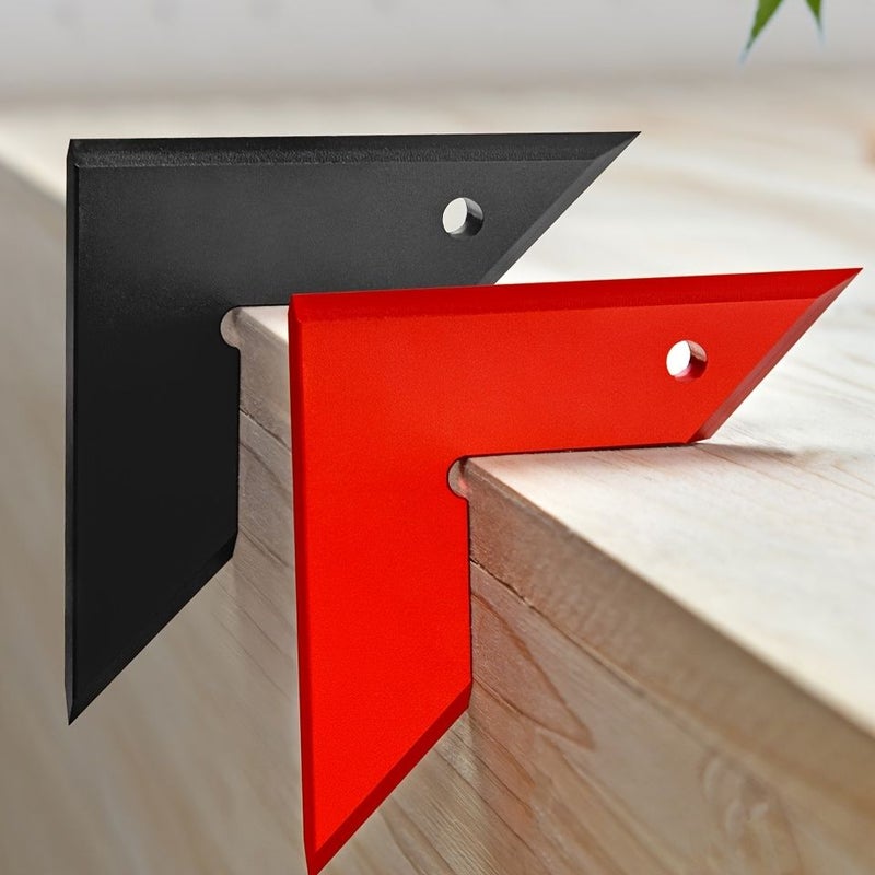 Black L Shaped Triangular Ruler 45 90 Degree for Woodworking Measurement - Image 1