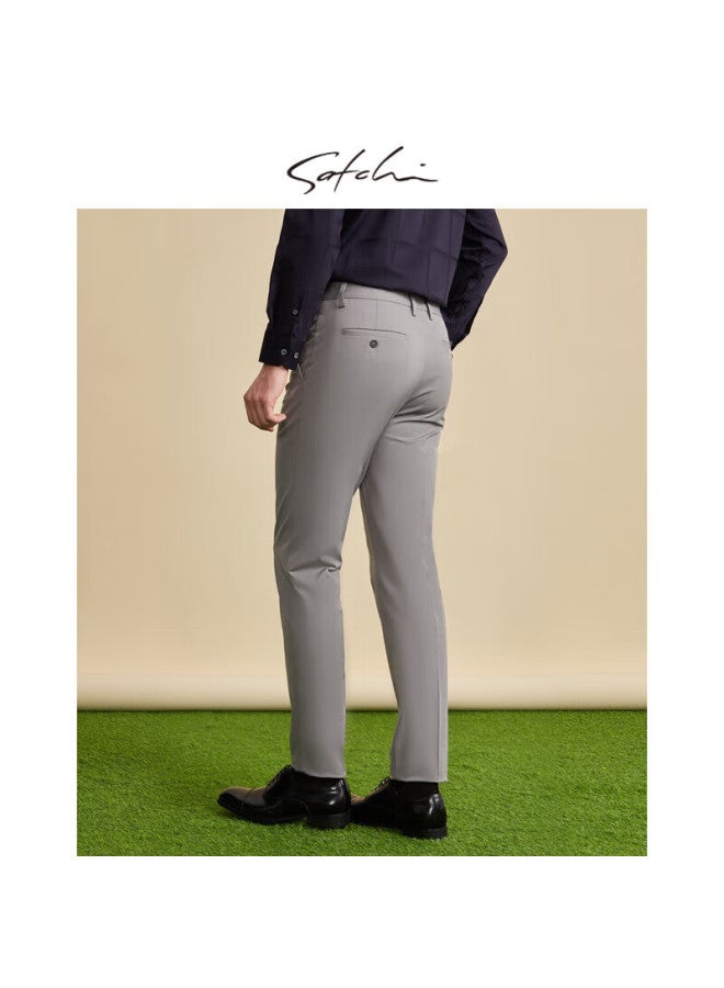 Satchi Easy-care Modal Business Casual Pants For Men Spring/summer Lightweight Straight-leg Trousers, Medium Gray, Size 35 - Image 3