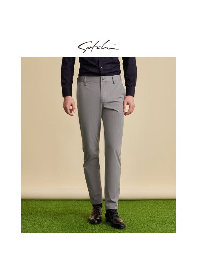 Satchi Easy-care Modal Business Casual Pants For Men Spring/summer Lightweight Straight-leg Trousers, Medium Gray, Size 35 - Image 1
