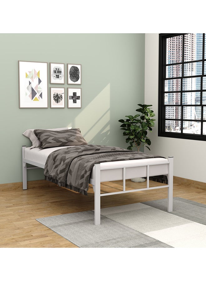 RIGID Heavy Duty Single Steel Bed Frame with Sturdy Steel Frame (White)(without Mattress) - Image 1