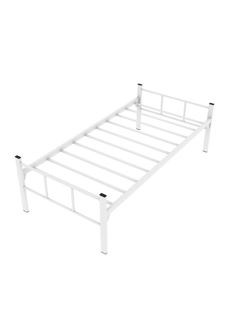 RIGID Heavy Duty Single Steel Bed Frame with Sturdy Steel Frame (White)(without Mattress) - Image 4