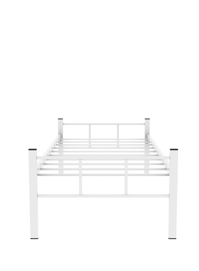 RIGID Heavy Duty Single Steel Bed Frame with Sturdy Steel Frame (White)(without Mattress) - Image 2