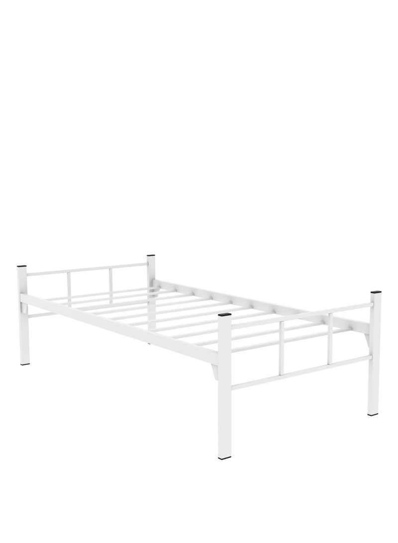 RIGID Heavy Duty Single Steel Bed Frame with Sturdy Steel Frame (White)(without Mattress) - Image 3