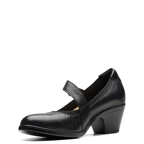Clarks Women's Emily2 Mabel Pump, Black Leather, 7 Wide - Image 5