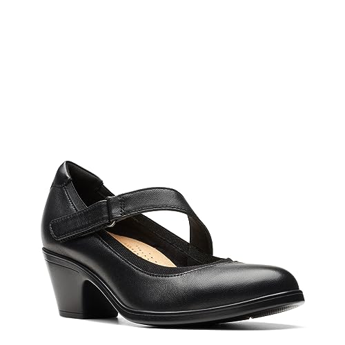 Clarks Women's Emily2 Mabel Pump, Black Leather, 7 Wide - Image 2
