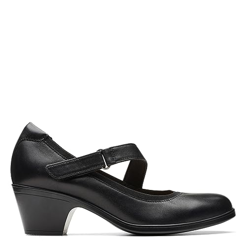 Clarks Women's Emily2 Mabel Pump, Black Leather, 7 Wide - Image 3