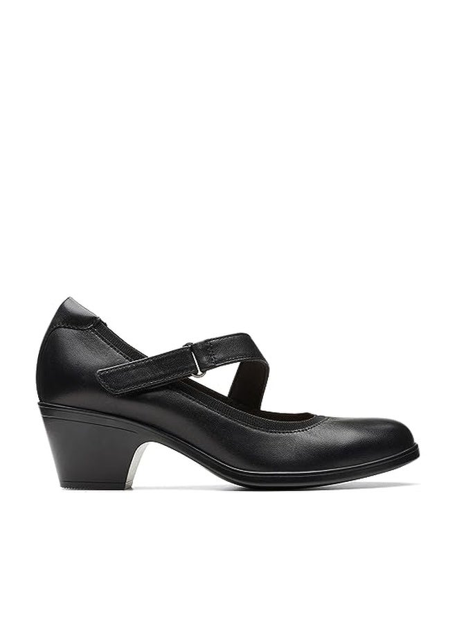 Clarks Women's Emily2 Mabel Pump, Black Leather, 7 Wide - Image 1