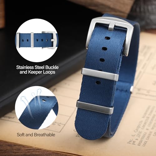 watchdives Nylon Watch Band 18mm 20mm 22mm Multicolor Replacement Watch Straps for Men Women (Blue, 20mm) - Image 2