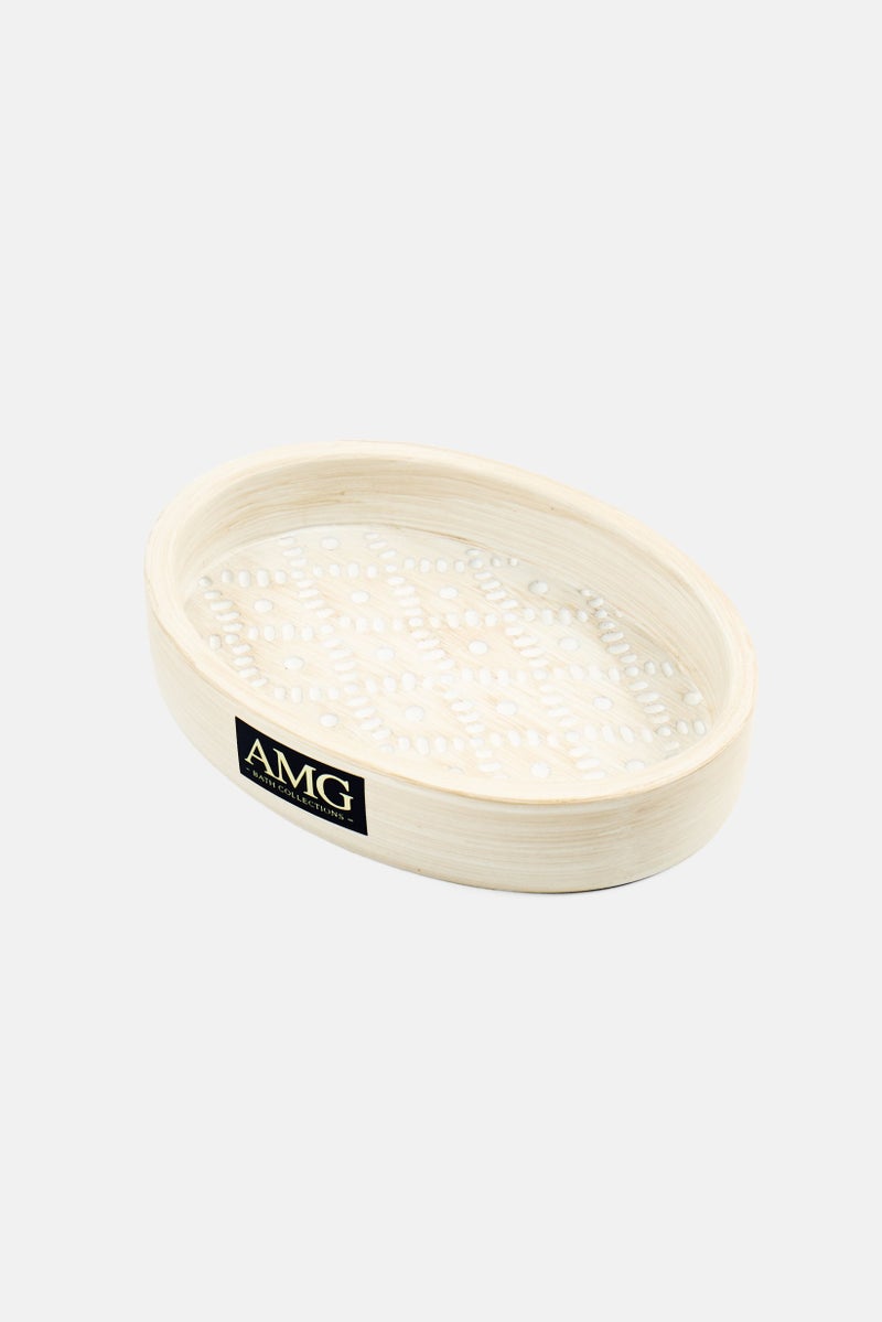 AMG Ceramic Dotted Lattice Soap Dish, Beige  - Image 2