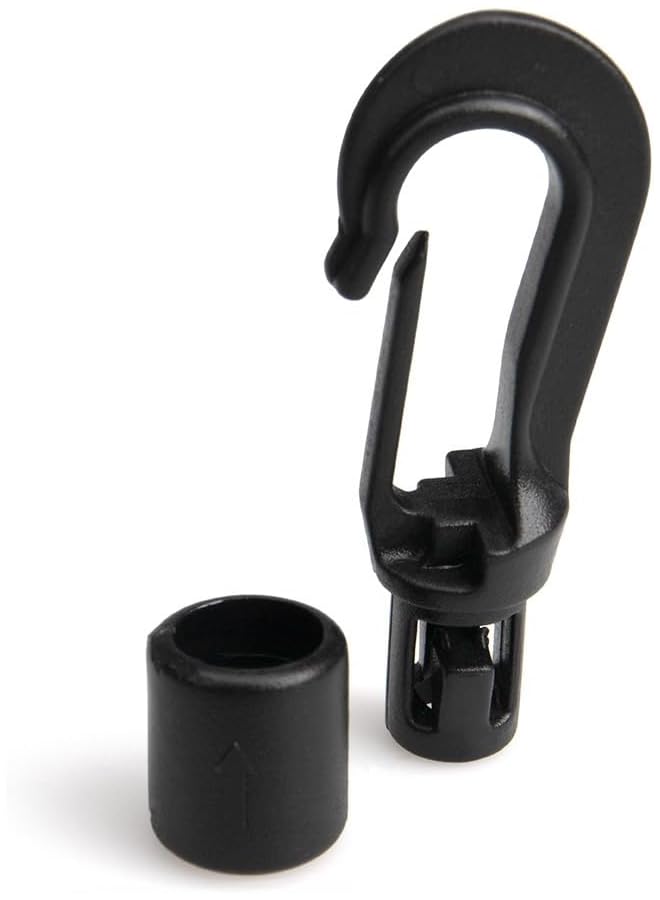 The Bros The Bros Black Bungee Cord End Hooks – Choose from packs of 5, 10, or 20 – Fits 1/8" Diameter of Shock Cord, Bungee Cord, Resistance Bands - Image 1