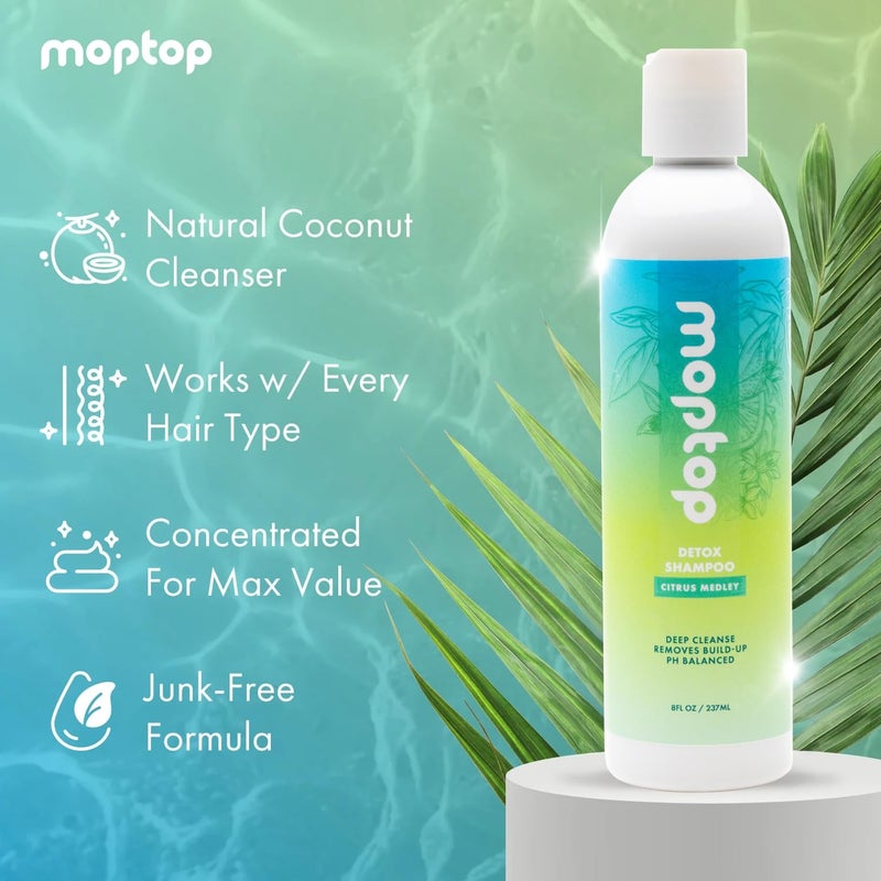 MopTop Detox Shampoo â€“ Scalp Clarifying Shampoo for Build Up, Hard Water, Dirt & Oil, Sulfate & Paraben Free Hair Care for All Hair Types â€“ Thin, Straight, Wavy, Curly & Coily (Citrus Medley, 8oz) - Image 3