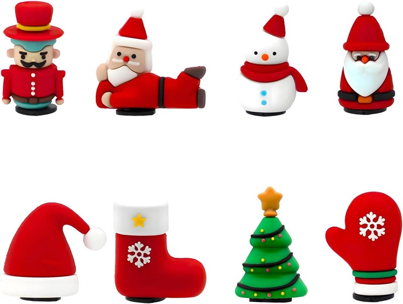 8-Piece 3D Shoe Charms, Christmas Themed Shoe Charms for Crocs Sandals Clogs Bracelet, Santa Gnome Snowman Tree Clog Charms, Party Gift for Boys Girls Children - Image 1