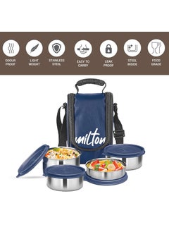 Milton MILTON Tasty 4 Lunch Box with Insulated Fabric Jacket, 4 Stainless Steel Containers (200 ml, 320 X 2 ml, 500 ml), Leak-Proof Tiffin for Office, College, Picnic, Blue  - Image 2