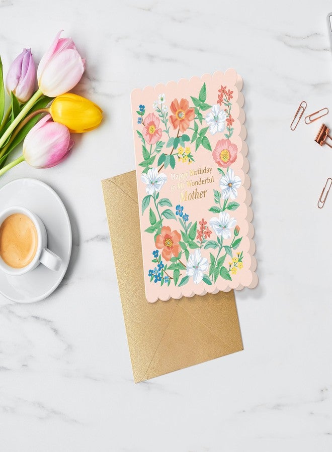 Sweetzer & Orange Floral Birthday Card for Mother – Gold Foil Mom Card with Scalloped Edges, Kraft Gold Envelope & Sticker – 5x7” Thick Cardstock – From Daughter or Son - Image 3