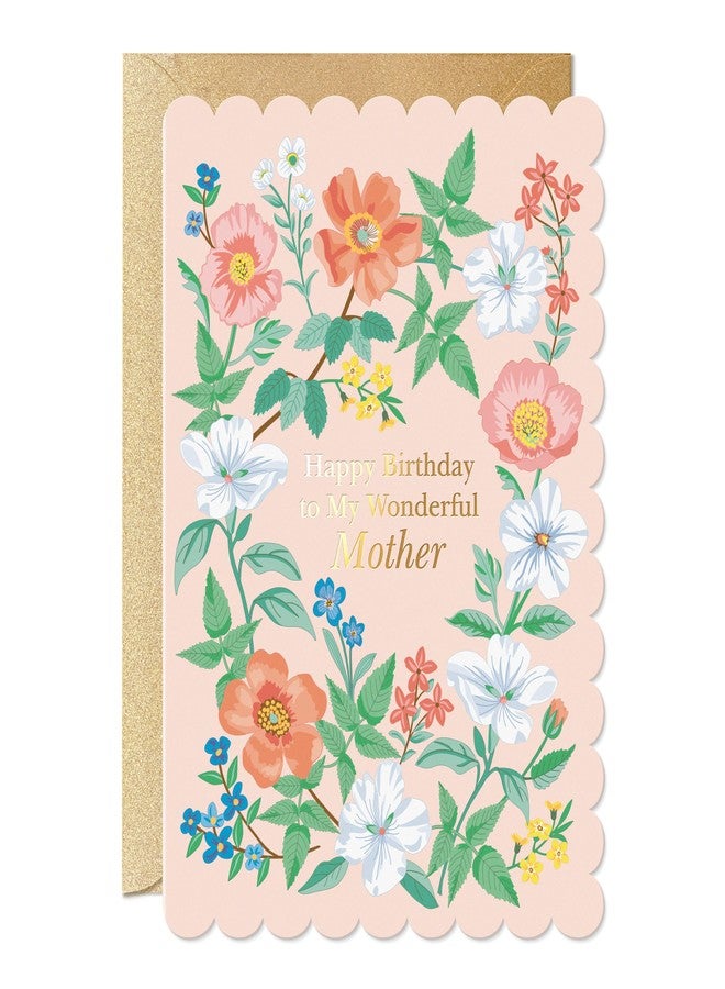 Sweetzer & Orange Floral Birthday Card for Mother – Gold Foil Mom Card with Scalloped Edges, Kraft Gold Envelope & Sticker – 5x7” Thick Cardstock – From Daughter or Son - Image 1