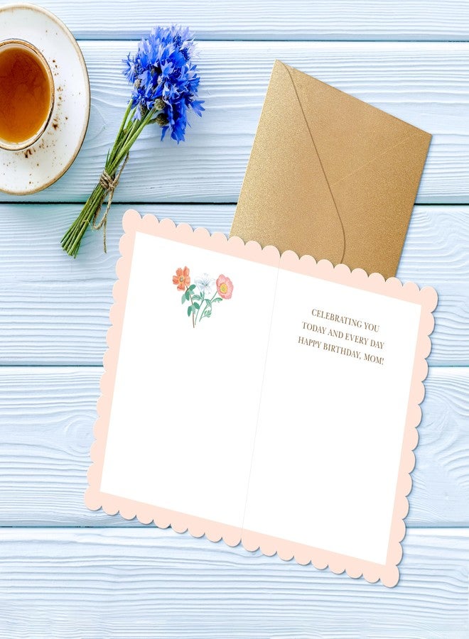 Sweetzer & Orange Floral Birthday Card for Mother – Gold Foil Mom Card with Scalloped Edges, Kraft Gold Envelope & Sticker – 5x7” Thick Cardstock – From Daughter or Son - Image 5