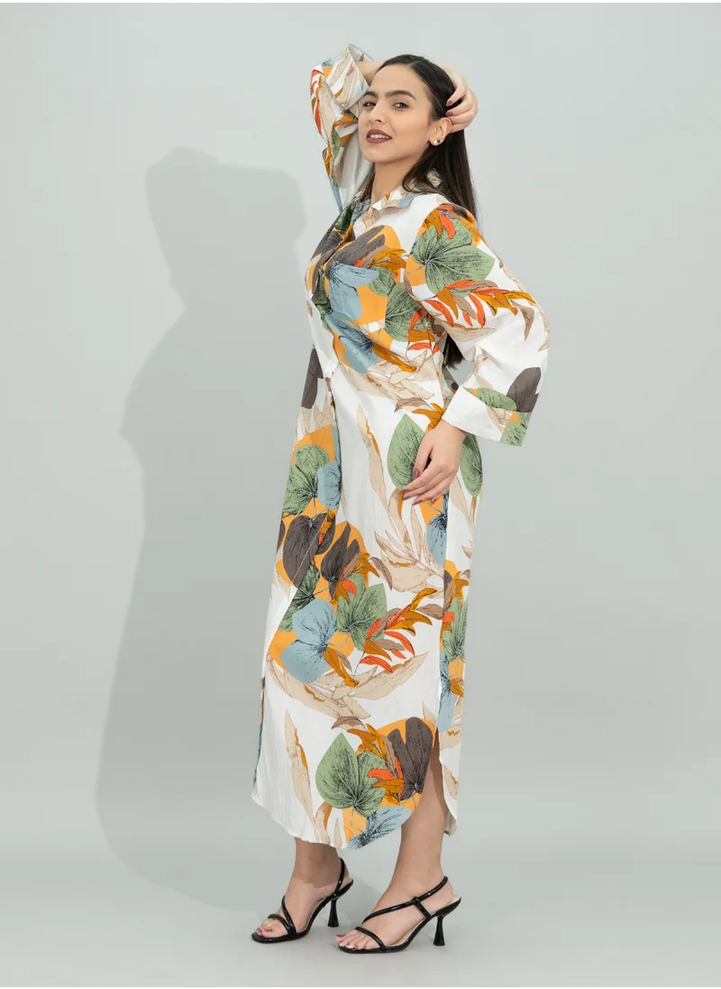 IKKXA Color Splash Casual Jalabiya CJ1096 White