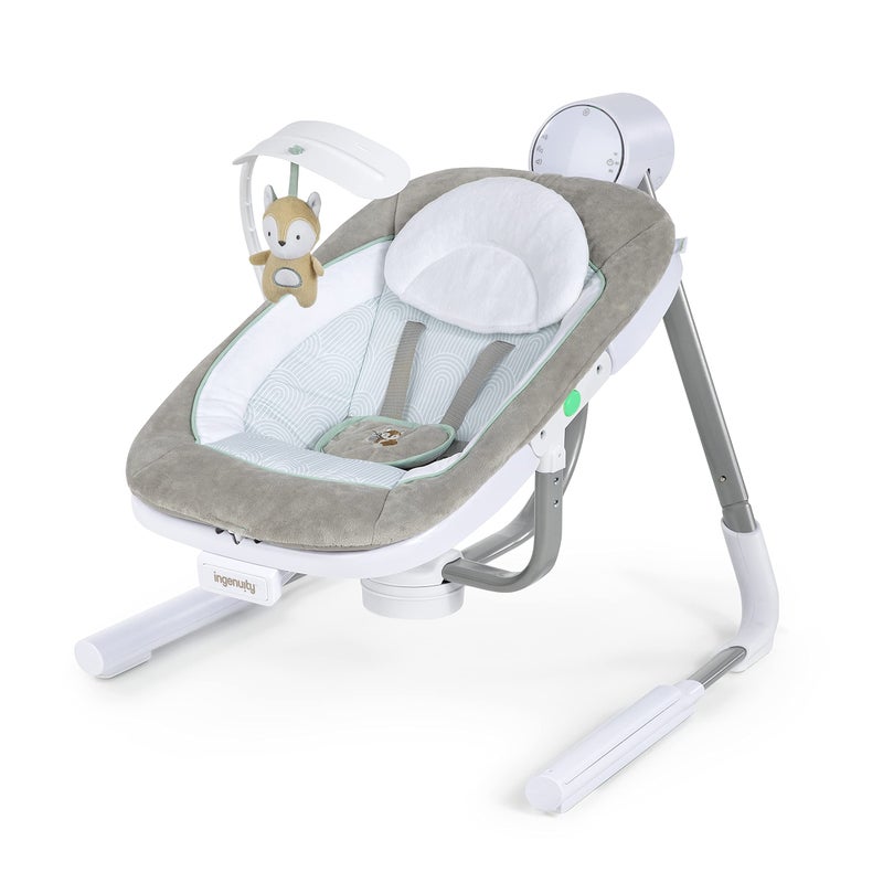 Ingenuity Anyway Sway 5-Speed Multi-Direction Portable Foldable Baby Swing & Infant Seat with Vibrations, Nature Sounds, 0-9 Months 6-20 lbs (Ray) - Image 1