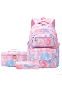 3Pcs Colorful Star Prints Backpack Sets Kids Bookbag Primary Middle School Daypack Elementary Students Knapsack for Girls