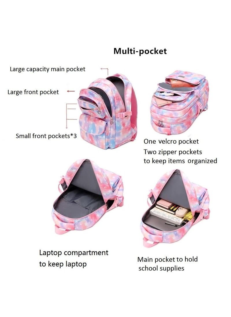 SYOSI - 3Pcs Colorful Star Prints Backpack Sets Kids Bookbag Primary Middle School Daypack Elementary Students Knapsack for Girls - Image 1