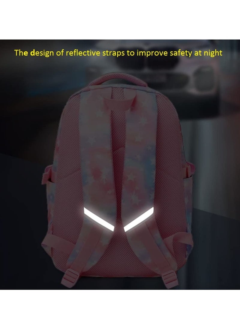 SYOSI - 3Pcs Colorful Star Prints Backpack Sets Kids Bookbag Primary Middle School Daypack Elementary Students Knapsack for Girls - Image 1
