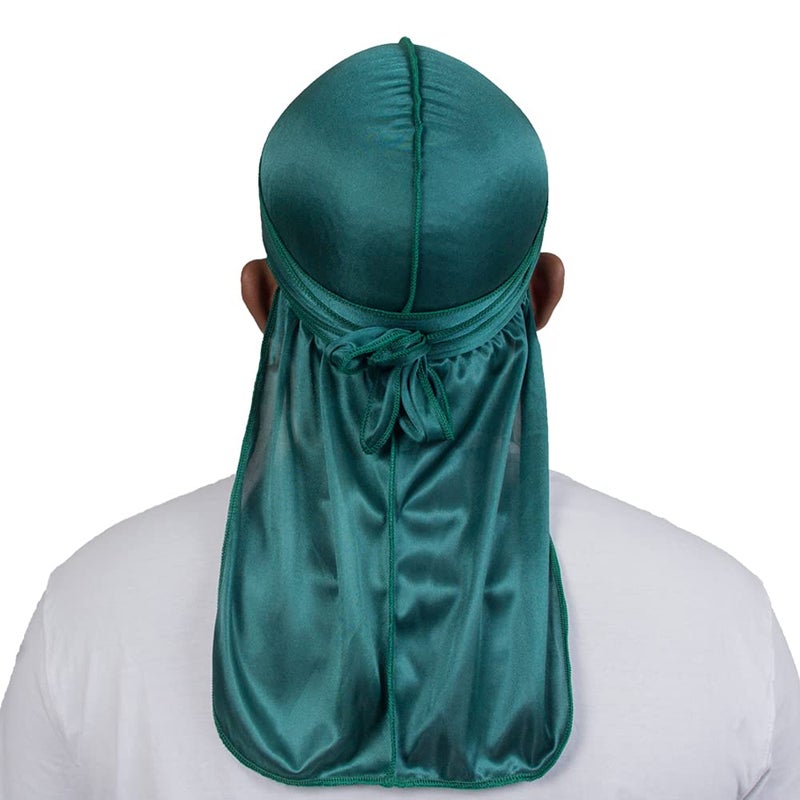 ForceWave Silky Durag for Men Wave Cap Satin Dorag for Men Women 360 Wave Green - Image 4