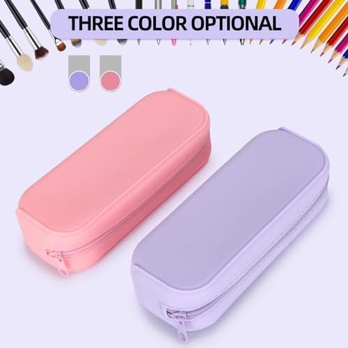Scartink Silicone Zipper Pencil Bag, Waterproof Pencil Bag, Multifunctional Large-Capacity Storage Bag, Silicone Pencil Pouch Suitable for School Supplies, Cosmetics (Purple) - Image 5