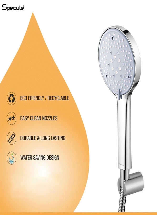 Specule, 7-Function ABS Hand Shower for Bathroom | Includes SS-304 Grade 1.5 Meter Flexible Hose & Wall Hook | Chrome Finish | High-Pressure Multi-Mode Shower Head Set (Silver) - Image 4