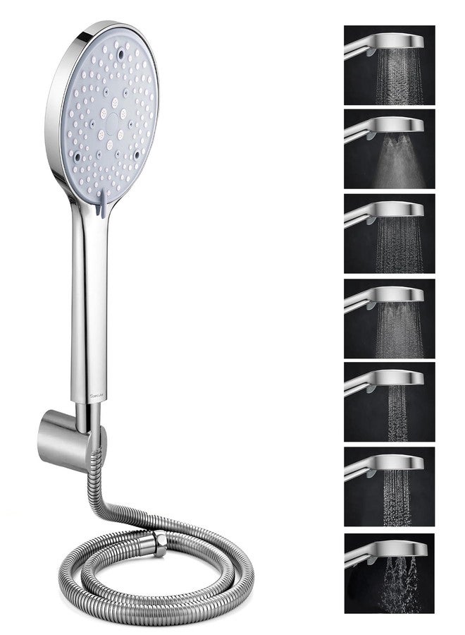 Specule, 7-Function ABS Hand Shower for Bathroom | Includes SS-304 Grade 1.5 Meter Flexible Hose & Wall Hook | Chrome Finish | High-Pressure Multi-Mode Shower Head Set (Silver) - Image 1