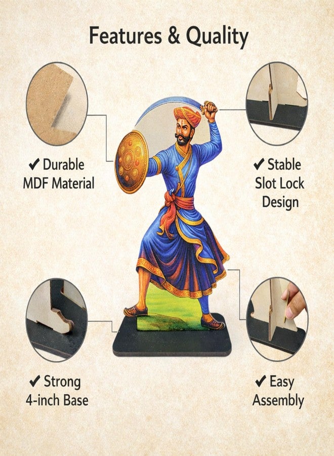 DIGI ART'S Digi Arts Shivaji Maharaj & Mavale Standee Set | MDF 12-Inch Shivaji with 6 Mavale Warrior Cutouts (8-Inch) | mavale Set | Figurines for Ganpati, swarajyache mavale (Set of 7) - Image 5