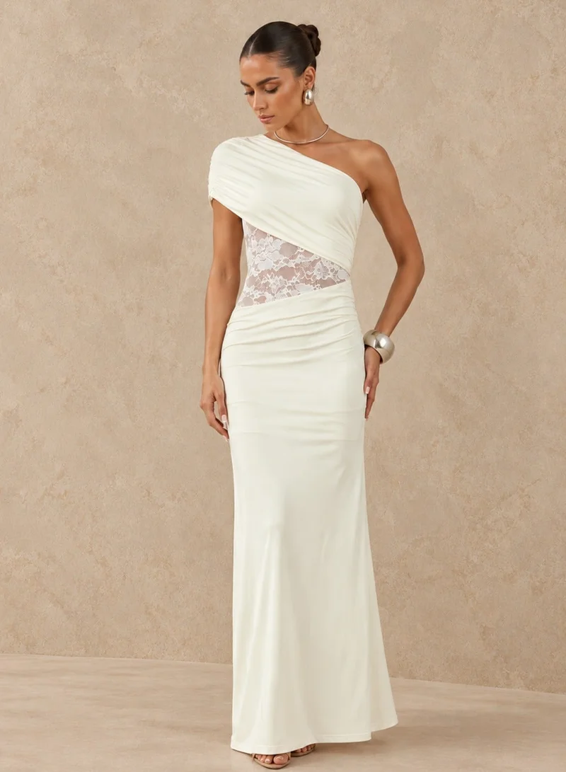 Ginger One Shoulder Lace Detail Draped Dress