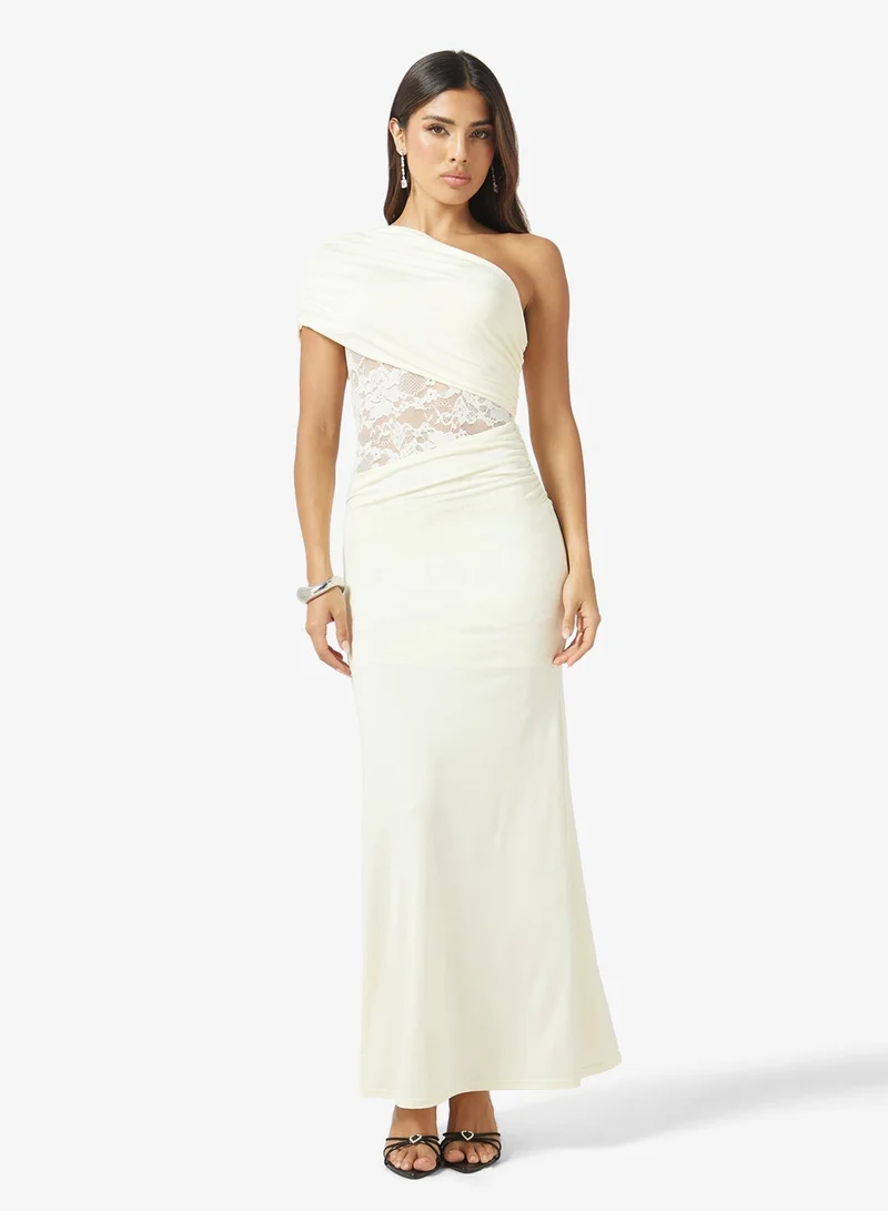 Ginger One Shoulder Lace Detail Draped Dress