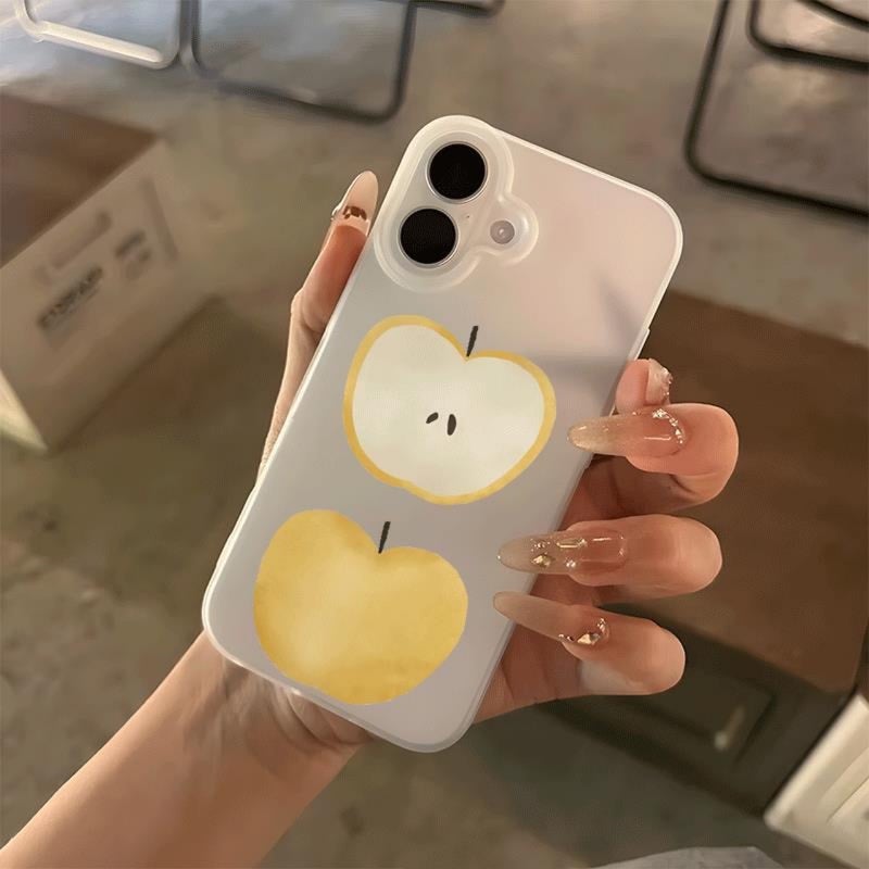 Apple iPhone 16 Phone Case, TPU Shockproof, Stylish, Creative Frosted Yellow Apple Drop-Proof Phone Case