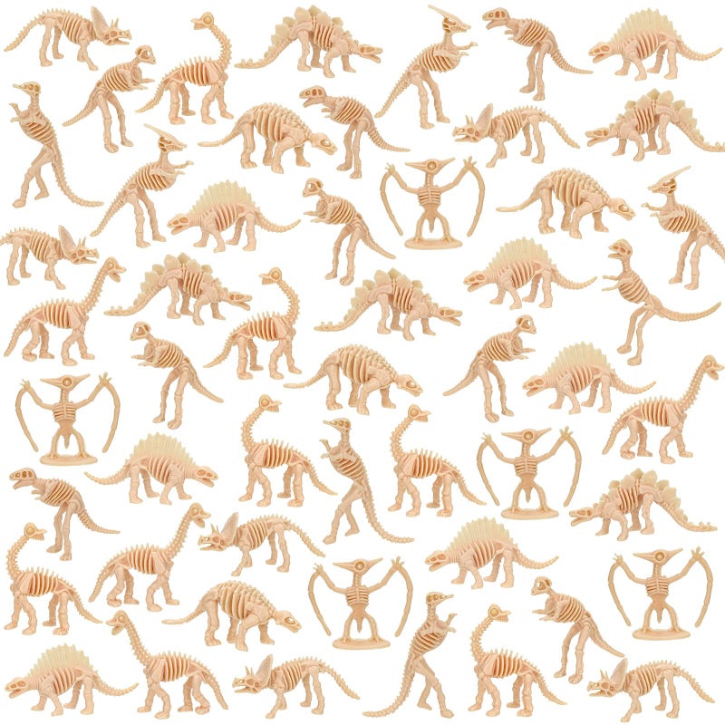 VICROIC 60 PCS Dinosaur Fossil Skeletons Assorted Dinosaur Skeleton Toys Figures for Science Play Dino Sand Dig Party Favor Decorations - Image 2
