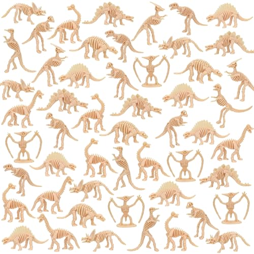 VICROIC 60 PCS Dinosaur Fossil Skeletons Assorted Dinosaur Skeleton Toys Figures for Science Play Dino Sand Dig Party Favor Decorations - Image 1